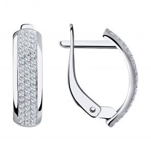 Серьги из белого золота SOKOLOV с фианитом 028162 фото