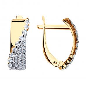 Золотые серьги SOKOLOV с фианитом 028168 фото