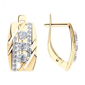 Золотые серьги SOKOLOV с фианитом 028186 фото