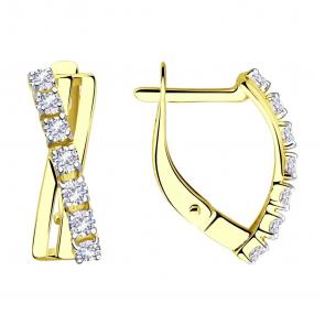 Серьги из лимонного золота SOKOLOV с фианитом 028189-2 фото