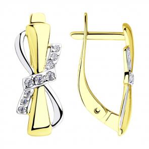 Серьги из лимонного золота SOKOLOV с фианитом 028196-2 фото