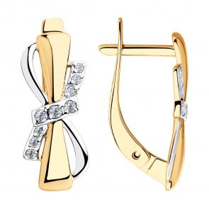 Золотые серьги SOKOLOV с фианитом 028196 фото