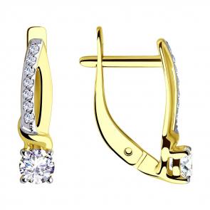 Серьги из лимонного золота SOKOLOV с фианитом 028197-2 фото