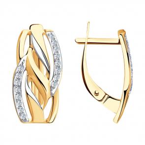 Золотые серьги SOKOLOV с фианитом 028202 фото