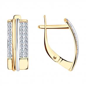 Золотые серьги SOKOLOV с фианитом 028203 фото