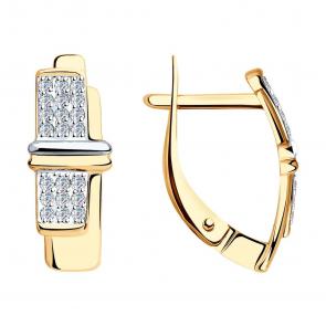 Золотые серьги SOKOLOV с фианитом 028204 фото