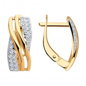 Золотые серьги SOKOLOV с фианитом 028213 фото