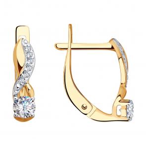 Золотые серьги SOKOLOV с фианитом 028217 фото