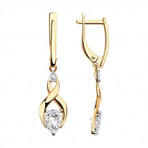 Золотые серьги SOKOLOV с фианитом 028245 фото