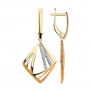 Золотые серьги SOKOLOV с фианитом 028268 фото