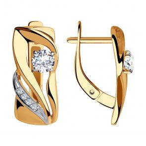 Золотые серьги SOKOLOV с фианитом 028273 фото