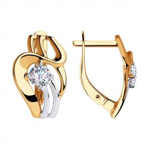 Золотые серьги SOKOLOV с фианитом 028296 фото