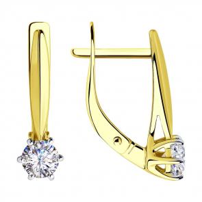 Серьги из лимонного золота SOKOLOV с фианитом 028317-2 фото