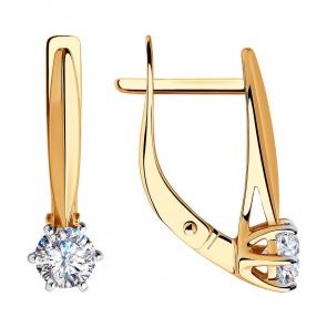 Золотые серьги SOKOLOV с фианитом 028317 фото