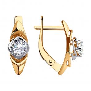 Золотые серьги SOKOLOV с фианитом 028331 фото