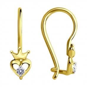 Серьги из лимонного золота SOKOLOV с фианитом 028358-2 фото