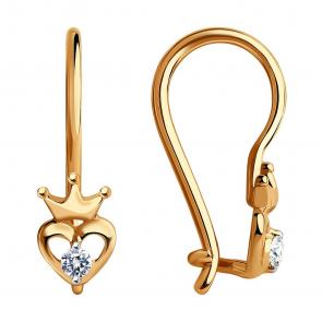 Золотые серьги SOKOLOV с фианитом 028358 фото