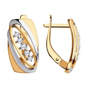 Золотые серьги SOKOLOV с фианитом 028401 фото