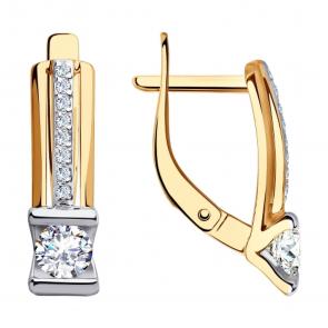 Золотые серьги SOKOLOV с фианитом 028404 фото