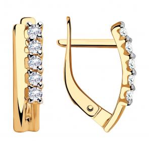 Золотые серьги SOKOLOV с фианитом 028406 фото