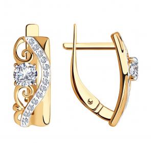 Золотые серьги SOKOLOV с фианитом 028424 фото