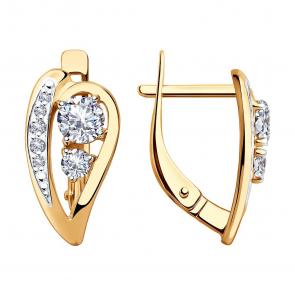 Золотые серьги SOKOLOV с фианитом 028426 фото