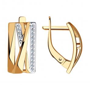 Золотые серьги SOKOLOV с фианитом 028443 фото