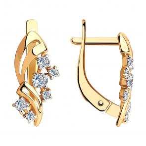 Золотые серьги SOKOLOV с фианитом 028449 фото