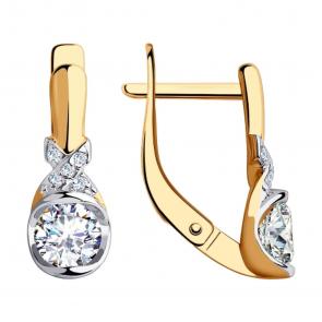 Золотые серьги SOKOLOV с фианитом 028460 фото