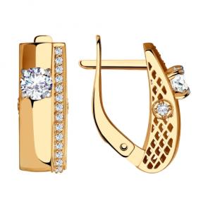 Золотые серьги SOKOLOV с фианитом 028483 фото