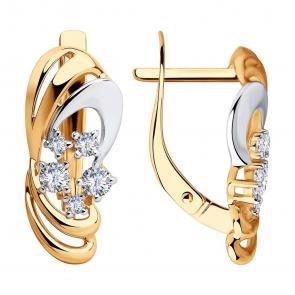 Золотые серьги SOKOLOV с фианитом 028490 фото