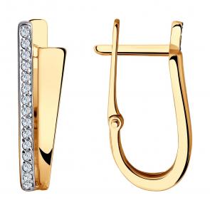 Золотые серьги SOKOLOV с фианитом 028495 фото