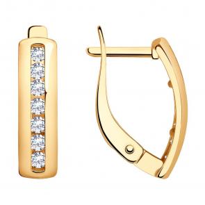 Золотые серьги SOKOLOV с фианитом 028504 фото