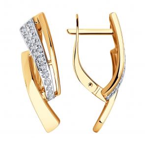 Золотые серьги SOKOLOV с фианитом 028514 фото