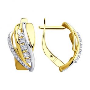 Серьги из лимонного золота SOKOLOV с фианитом 028515-2 фото