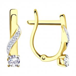 Серьги из лимонного золота SOKOLOV с фианитом 028519-2 фото