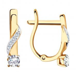 Золотые серьги SOKOLOV с фианитом 028519 фото