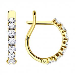 Серьги из лимонного золота SOKOLOV с фианитом 028523-2 фото