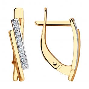 Золотые серьги SOKOLOV с фианитом 028524 фото