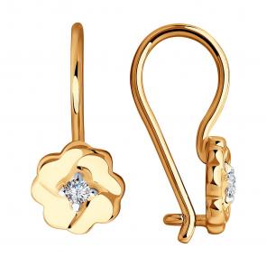 Золотые серьги SOKOLOV с фианитом 028532 фото