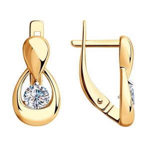 Золотые серьги SOKOLOV с фианитом 028537 фото