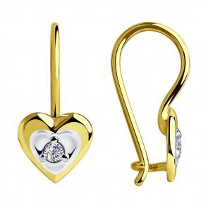 Серьги из лимонного золота SOKOLOV с фианитом 028538-2 фото