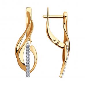 Золотые серьги SOKOLOV с фианитом 028548 фото