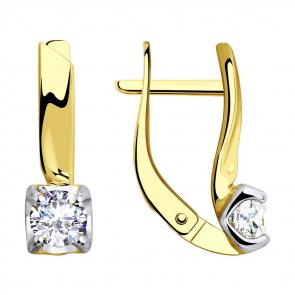 Серьги из лимонного золота SOKOLOV с фианитом 028564-2 фото