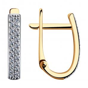 Золотые серьги SOKOLOV с фианитом 028585 фото