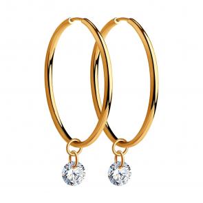 Золотые серьги SOKOLOV с фианитом 028586 фото