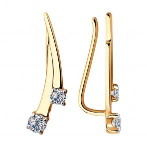 Золотые серьги SOKOLOV с фианитом 028589 фото