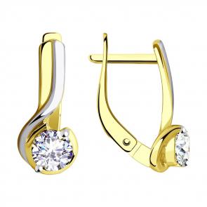 Серьги из лимонного золота SOKOLOV с фианитом 028600-2 фото