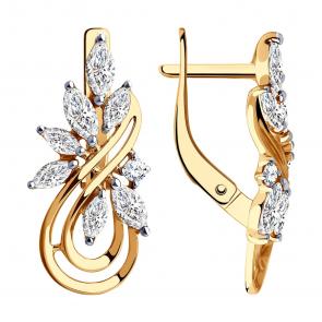 Золотые серьги SOKOLOV с фианитом 028634 фото