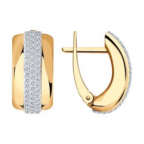 Золотые серьги SOKOLOV с фианитом 028644 фото